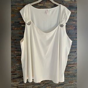 Zolucky-‎ Women’s Grommet Keyhole Design Tank Top - White - Size 4X